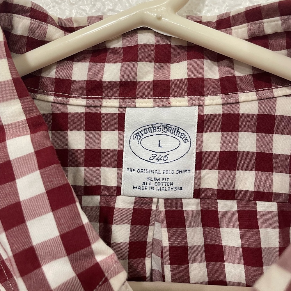 Brooks Brothers 346 Checkered Slim Fit Long Sleeve Button Down - Large - Picture 4 of 4